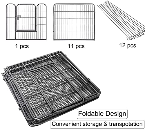 Jhsomdr Dog Playpen Foldable 12 Panels Dog Pen 24"/40" Height Pet Enclosure Dog Fence Outdoor with Lockable Door for Large/Medium/Small Dogs,Puppy Playpen,RV,Camping Pet Fence - Image 6