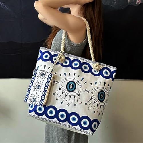 Beach Bags for Women - Large Evil Eye Beach Tote Bag, Women Sandproof Pool Bag for Pool Gym Grocery Travel3