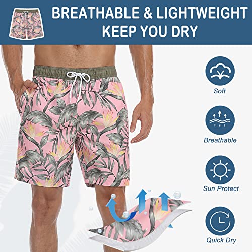 Nonwe Men's Swimming Trunks Water Sports Tropical Hawaiian Beach Board Shorts with Pockets4