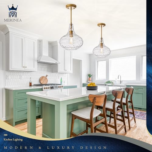 Image of 11 inch Clear Hammered Glass Pendant Light, Gold Finish, E26