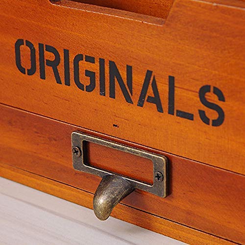Ancien Vintage Rare Main Grand Taille en Bois Lettre / Carte Rack Étui Avec Bac