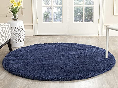 Image of CD Carpet Anti Slip Shaggy Fluffy Fur Rugs and Carpet for Living Room Bedroom Kids Room Plain Circle Carpets for Home with 2 Inch Thickness (Color Blue Size 4x4 Feet Round)