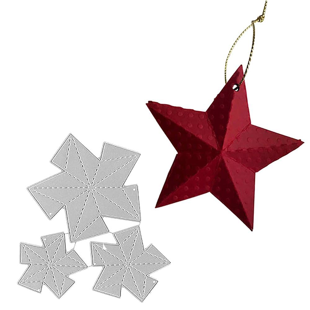 Hinleise Cutting Dies 3D Five-pointed Star Metal Embossing Stencil Cutting Template for DIY Card Making Scrapbook Invitation Card Photo Album