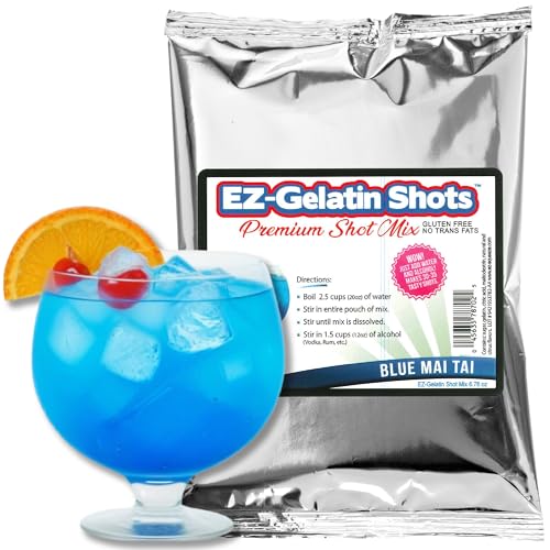 Blue Mai Tai Jello Shot Mix 6.78 oz - Premium Gluten-Free Jello Mix for Tasty Jello Shots - Easy to...