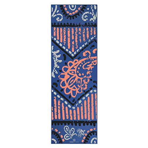 Tapis de yoga conçu pour studio de yoga u0096 183 cm x 61 cm u0096 Tapis de yoga antidérapant 6 mm u0096 Tapis de yoga antidéchirure en PVC (Bleu/Boho)