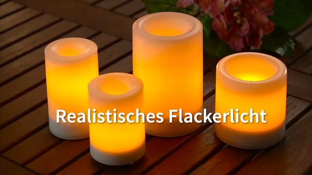 Eldnacele Solar LED Kerzen 2er Set - Wasserdichte Außenbeleuchtung Mit Flammeneffekt