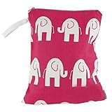 Logan + Lenora Classic Wet Bag - Medium Cloth Diaper Wet Bag - Beach, Pool, Gym Bag for Swimsuits or Wet Clothes - Made in USA -Waterproof (Pink Elephant)
