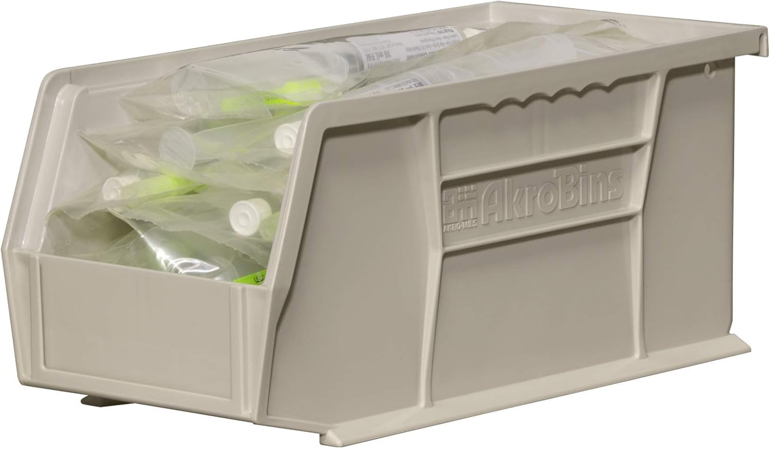 Akro-Mils 30230 AkroBins plastikowy wiszący organizer do przechowywania jeden na drugim, 28 x 13 cm x 13 cm, kamień, 12 sztuk