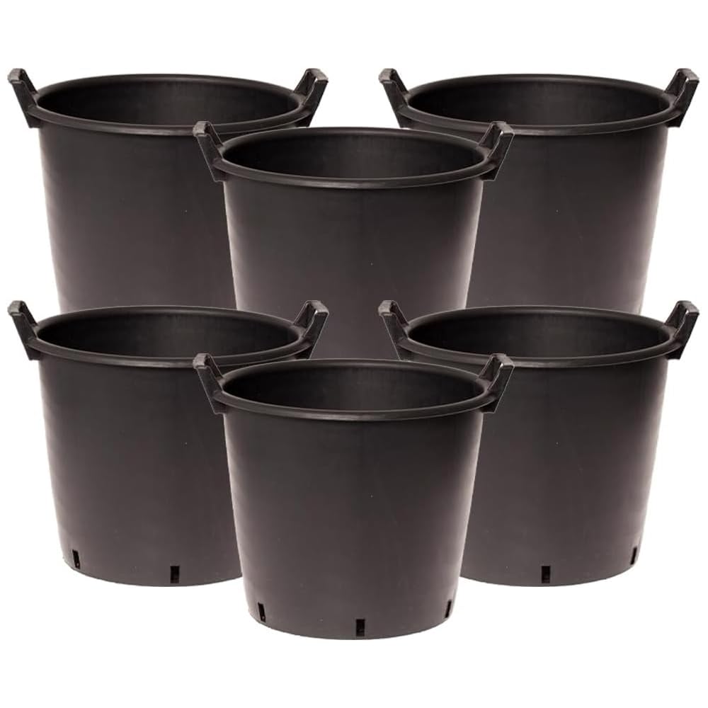 YouGarden - Heavy Duty 30L Plant Pots (Pack of 6) 40cm Diameter - Plastic Planters for Outdoor Plants - Large 15.7' Flower Pots for Gardens - Perfect for Flowers, Vegetables & General Use
