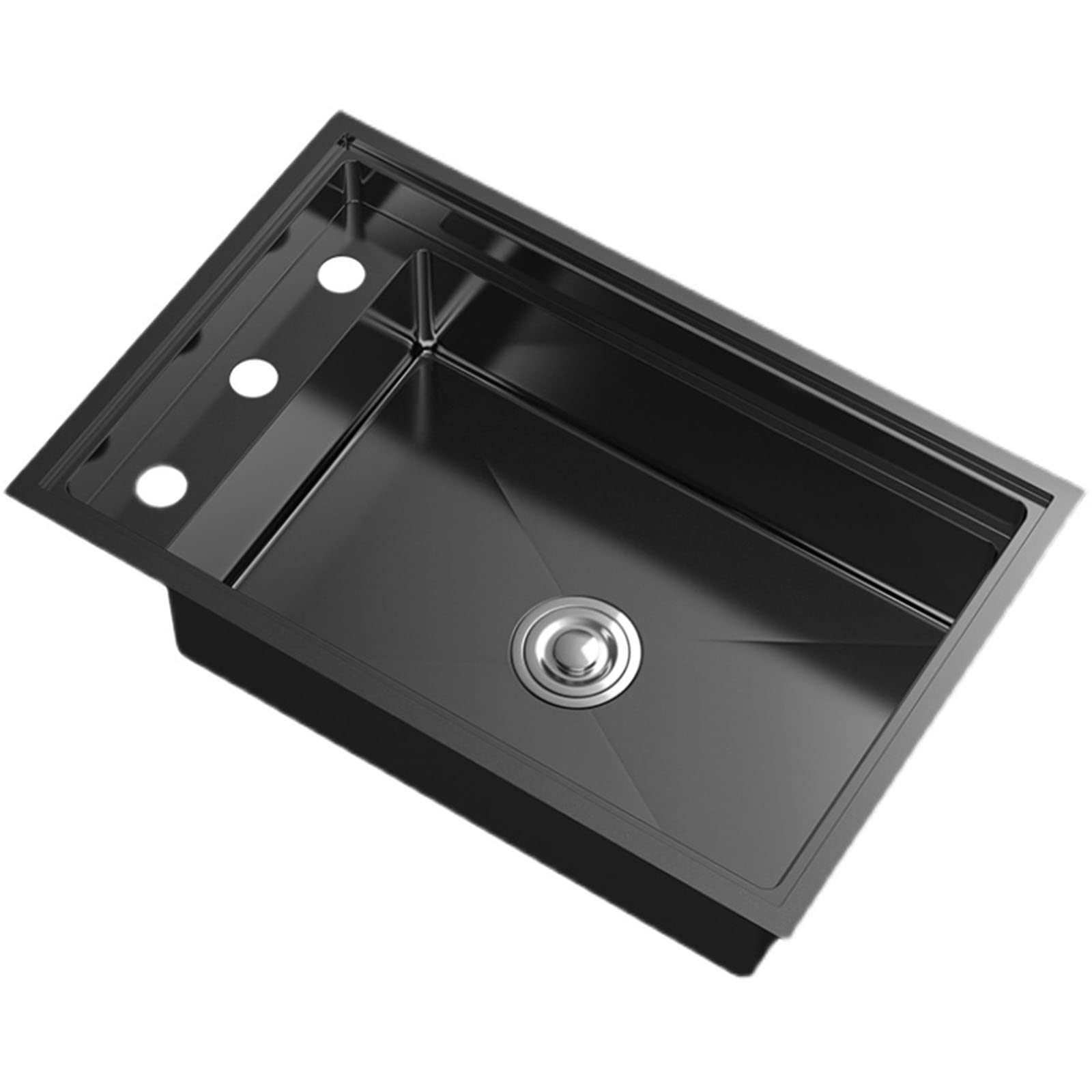 ZQFHSX Workstation Sink Fully Concealed Nano Black Single Undercounter Kitchen Stainless Steel Handmade (Color : Black, Size 64 * 43 23cm)