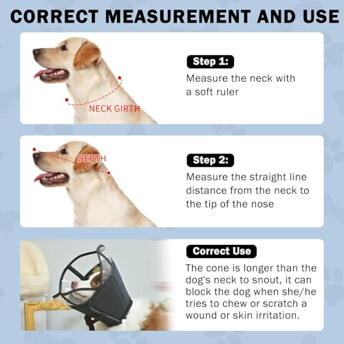 Image of SCENEREAL Dog Cone for Dogs After Surgery, Adjustable Dog Cone Collar Alternative to Stop Licking for Wound Care, Spay, Neuter, Soft Recovery Cone for Medium Large Size Dog, E-Collar Neck Collar