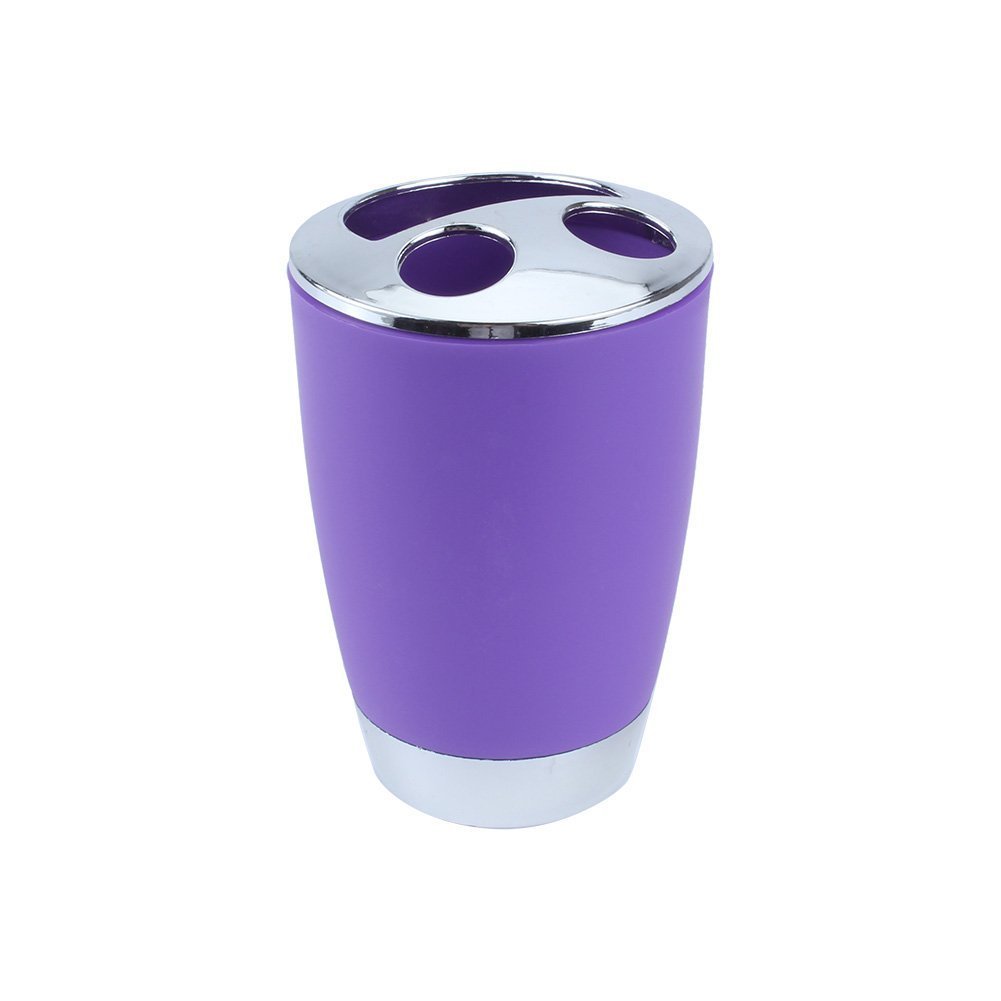 Yosoo, 6-teiliges Luxus-Badezimmer-Set aus Kunststoff, bestehend aus Lotionsflasche, Zahnbürstenhalter, Zahnputzbecher, Seifenschale, WC-Bürste, Abfalleimer violett