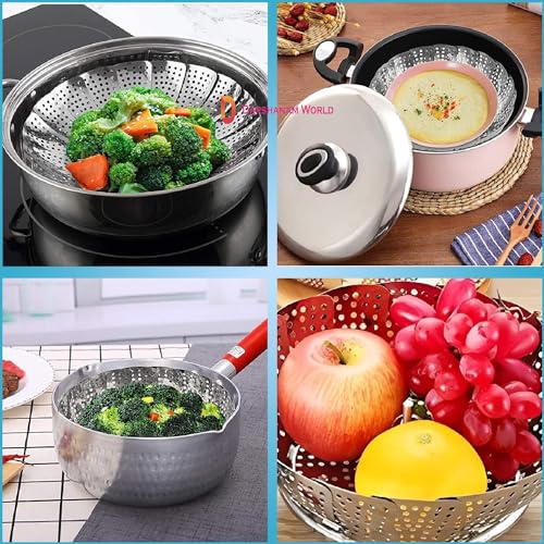 Image of DARSHANAM WORLD Vegetable Steamer Basket, Premium Stainless Steel Veggie Steamer Basket, Food Drain Bowl Baskets - Folding Expandable Steamers to Fits Various Size Pot