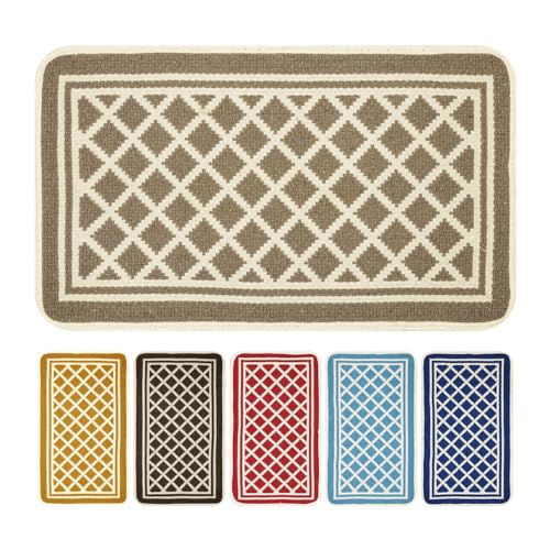 OLIVO.shop | MELODY Tappeto cotone lavabile in lavatrice, Tappeti cotone economici 50x80 cm, rombi (Nocciola)