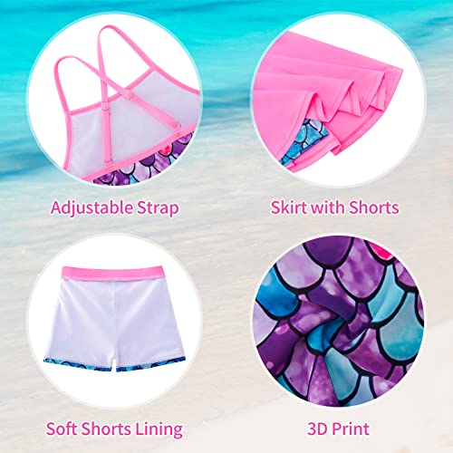 Image of Girls Tankini Swimsuit Two Piece Bathing Suit with Adjustable Strap 3-13 Years