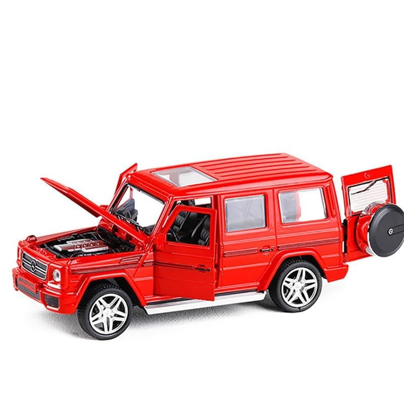 Image of Kids Model 1:32 G65 Die Cast Metal Car Pull Back Action Opening Doors with Realistic Engine Sound Lights Toy Car Gift for Boys - Red