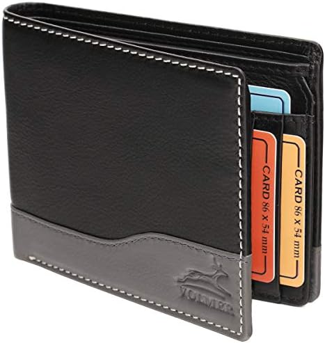 Fa.Volmer ® MW114 – Portafoglio in vera pelle, formato orizzontale, con protezione RFID, serie Manhattan 9,4 x 11,4 x 1,3 cm (nero/grigio) Fa.Volmer ® MW114 – Portafoglio in vera pelle, formato orizzontale, con protezione RFID, serie Manhattan 9,4 x 11,4 x 1,3 cm (nero/grigio)