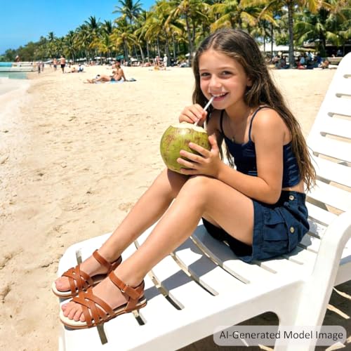 Image of Felix & Flora Toddler Girl Sandals - Little Girl Easter Dress Shoes Lightweight Open Toe Beach Holiday Flats
