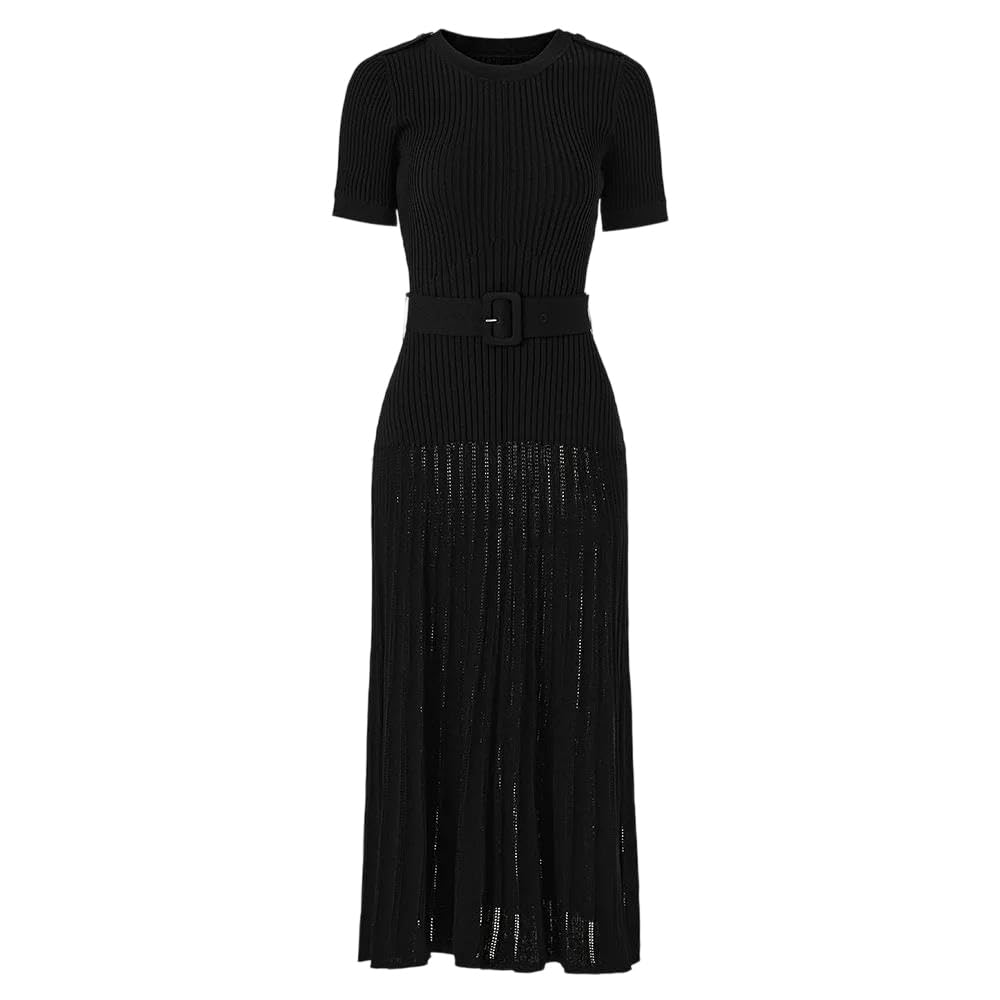 Vestido de punto largo de verano para mujer, de manga corta, con cordones, elegante, ajustado, para fiestas, vacaciones