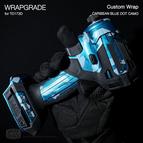WRAPGRADE Custom Wrap Aufkleber Abziehbild kompatibel mit Makita DTD173 18V LXT (Caribbean Blue Dot Camo)