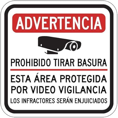 STOPSignsAndMore - Spanish Warning No Dumping Area Under Video Surveillance Sign - 12x12 - Reflective | Rust Free Aluminum