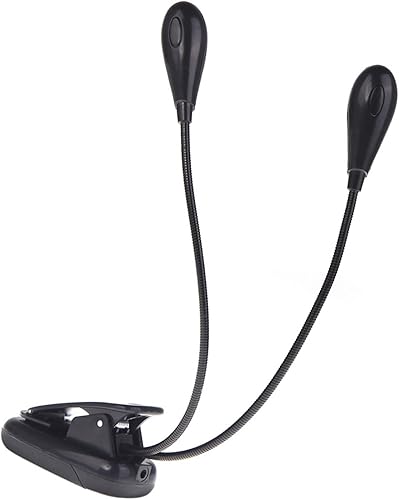ERYUE Lámpara de soporte de música flexible con clip y 2 brazos duales, 4 luces LED