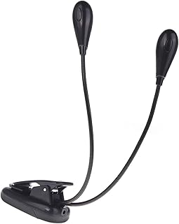 IUPPA Black Clip-on 2 Dual Arms 4 LED Flexible Book Music Stand Light Lamp