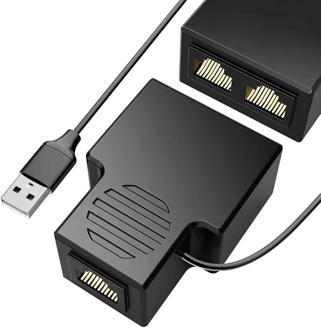 RJ45 network splitter adapter, RJ45 1 to 2 dual bus USB to RJ45 port, LAN interface Ethernet 8C expander plug online at the same time, compatible with Cat 5/Cat 5e/Cat 6/Cat 7
