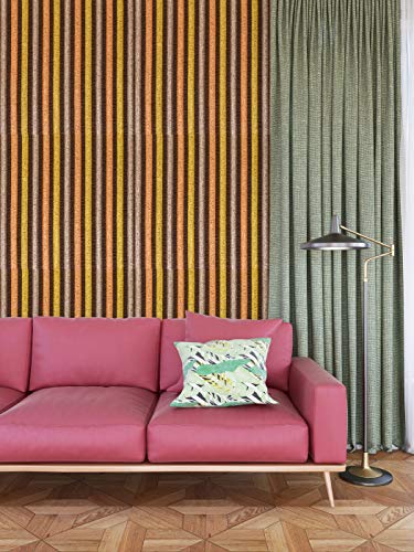 Image of DWELLSINDIA Striped Fabric Design Self Adhesive Wallpaper Peel & Stick, Waterproof, Scratch Resistant, Laminated (41cm x 244cm, Brown & Yellow)