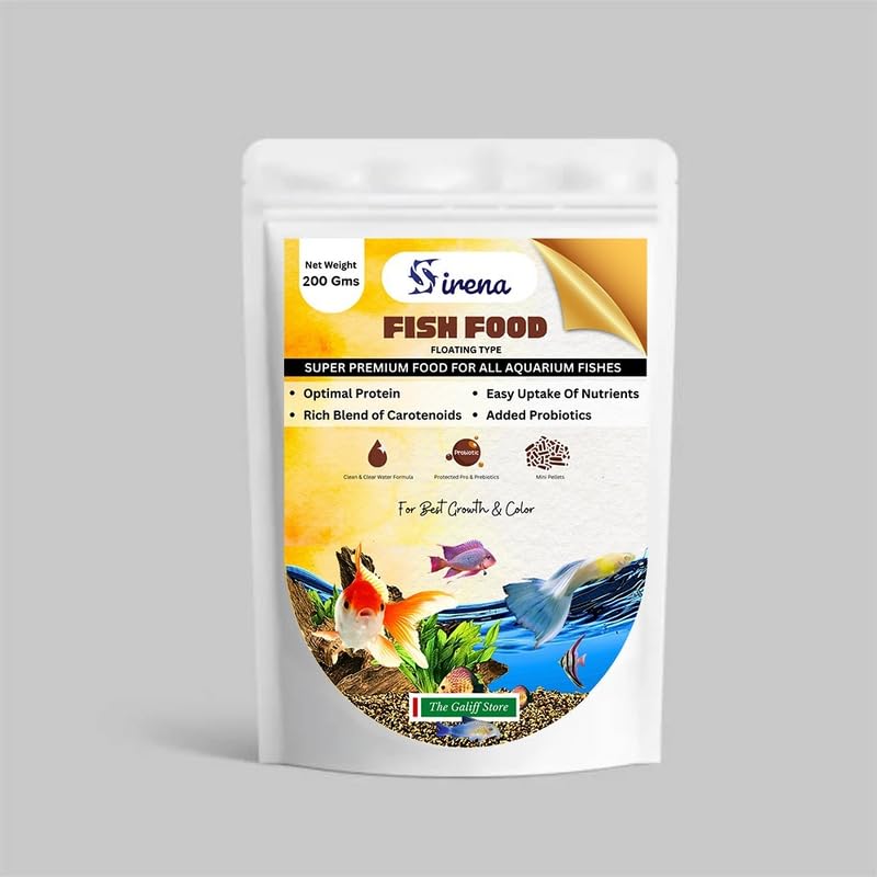 THE GALIFF STORE Super Premium Floating Fish Food-200 G Highly Nutritious Mini Pellets Rich in Protein & Probiotics for Growth & Color for Tropical, Koi, Goldfish Daily Nutritious Food,All Life Stages