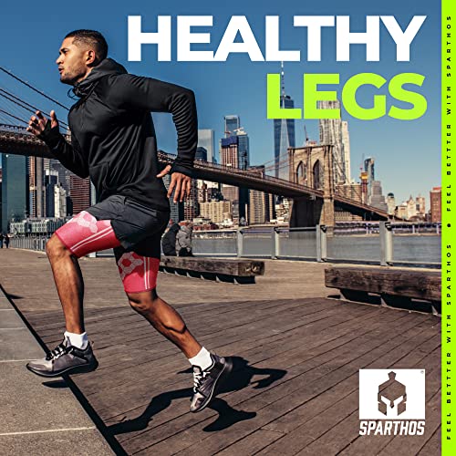 Image of Sparthos Thigh Compression Sleeves (Pair) - Quad and Hamstring Support - Upper Leg Sleeves for Men and Women - Made from Innovative Breathable Elastic Blend - Anti Slip