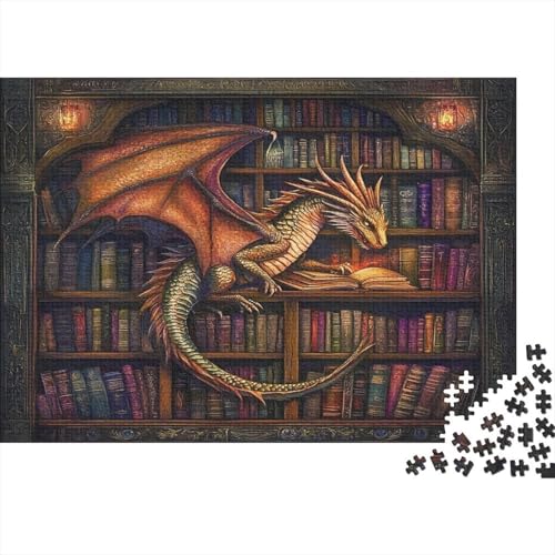 70x50cm/1000pcsDrago che legge libri Jigsaw,Fantasy Stile artistico fantasy Puzzle Fai Da Te Per Adulti E Folla Dai 14 Anni in Su
