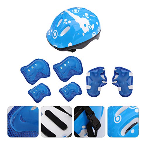 NUOBESTY Conjunto de 7 peças de capacetes de bicicleta para crianças, equipamentos esportivos, joelh