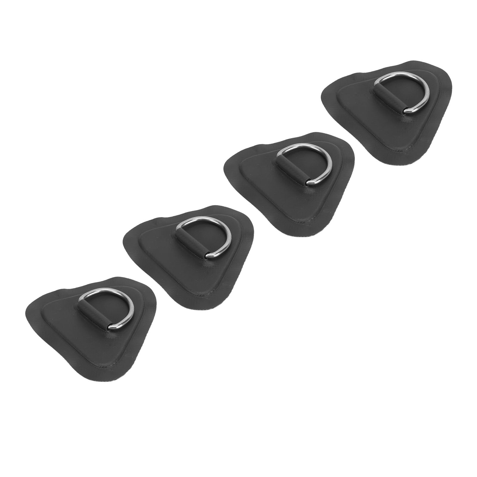 AMONIDA D Ring Patch, Triangle 4 Pièces Planche de Surf D Ring Patch Résistant à la Rouille Acier Inoxydable PVC Revêtement pour Paddle Board (Noir)