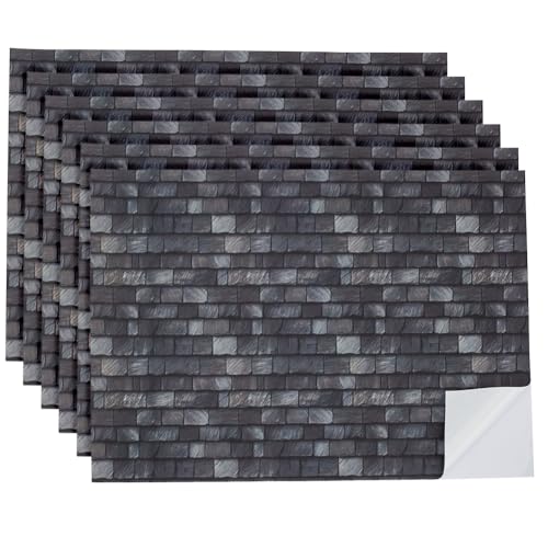 arricraft 6 hojas autoadhesivas para tejado, papel tapiz en miniatura para casa de muñecas para decoración de techos y suelos, papel tapiz de ladrillo gris para despegar y pegar para casas de muñecas