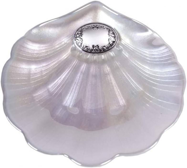 DOCOLASTRA Concha Personalizada, de Bautismo en Cristal Nacarado y Motivo de Plata bilamina.Opcion de añadir pañuelo-Bolsa de Bautismo en la personalización.