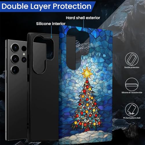TAMEFOX Case for Samsung Galaxy S24 Ultra,Anti Drop Scratch Protective Phone Cover Case for Women Girl-Glowing Christmas Tree - image 4