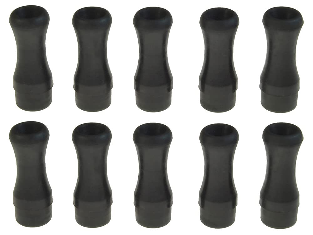 Armerah Disposable Baton 510 Drip Tip eCig Mouthpiece Short/Narrow Silicone 10 Pack Black