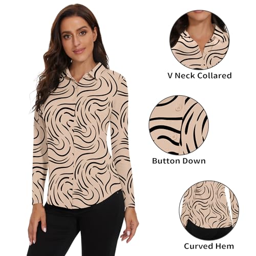 Image of Soneven Womens Golf Polo Shirts 3 /4 Long Sleeve V Neck Button Down Shirts Business Causal Work Blouses Tops