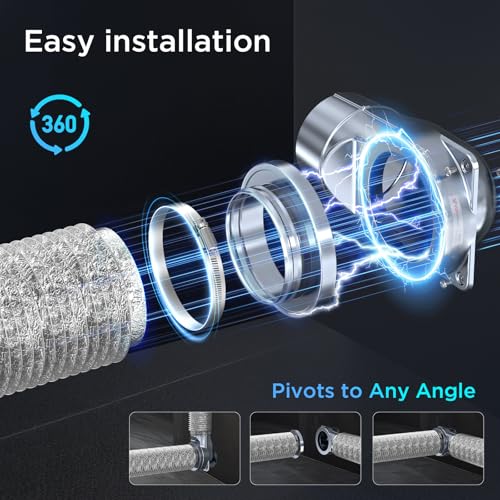 Image of Magnetic Dryer Vent Coupling, 4-Inch Dryer Vent Connector | Magnetic quick-connect coupling with a 4-inch connector,sealing ring,wall-mount design,and 2.6 ft flexible aluminum foil duct