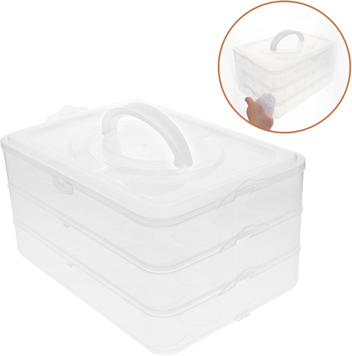 Stackable Egg Storage Box for Eggs Durable Egg Holder with Lid and Handle for Refrigerator Parties and Kitchen Use Egg Dispenser Organizer