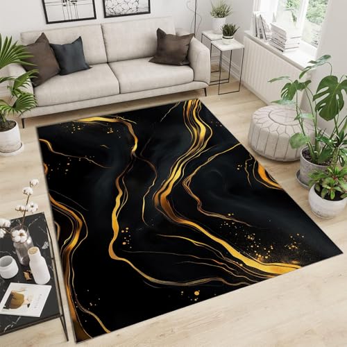 Tapis de salon de luxe moderne effet marbre à l'encre - 3