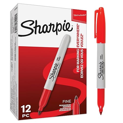 Sharpie rotuladores permanentes, punta fina, color rojo, juego de 12 marcadores, material escolar ideal