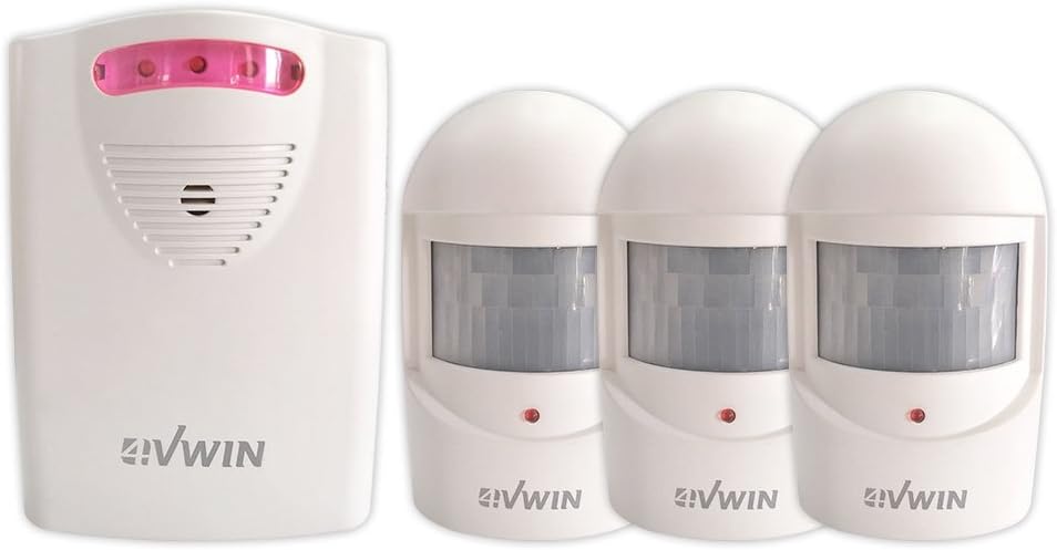 Home Security Wireless Driveway Alert 1 Receiver and 3 PIR Motion Sensor Detector Infrared Alert System Kit