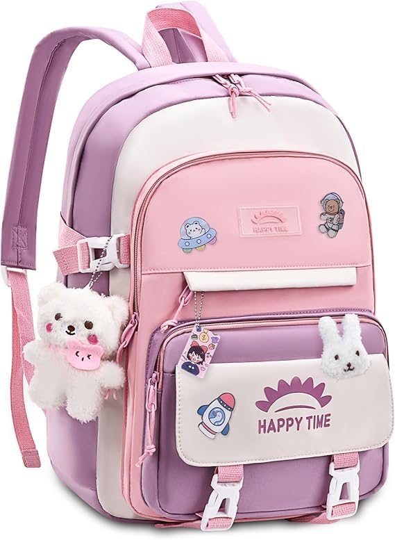 Image of ADSON kawaii Girls Travel School Bag|Backpack Of Large Capacity Aesthetic Stylish Girls Korean Laptop Bag Rucksack for School |College Bags Cute Bookbag for Teens Water Resistance