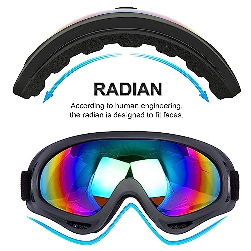 Image of LJDJ Motorcycle Goggles,2 Pack Dirt Bike ATV Motocross Riding Hiking Protective with 2 Pack Neck Breathable Bandana Mask (Light Pink + Black /Colorful)