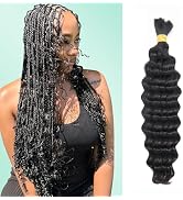 IXIMII Human Braiding Hair 18 inch 3.5oz(100g) 100% Human Hair Deep Wave Bulk No Weft Natural Bla...