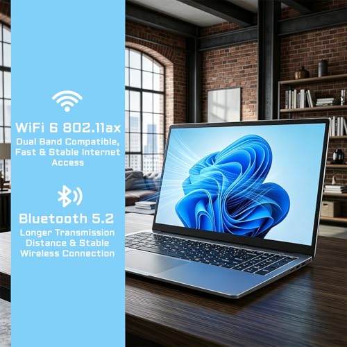 Image of Windows 11 Laptop i3 Computer, 15.6 inch Work Laptop for College Students with Backlit Keyboard WiFi 6 (2 cores, 4 Threads, up to 3.4GHz) 12GB RAM 256GB SSD TF Card Expandable to 2TB Blue