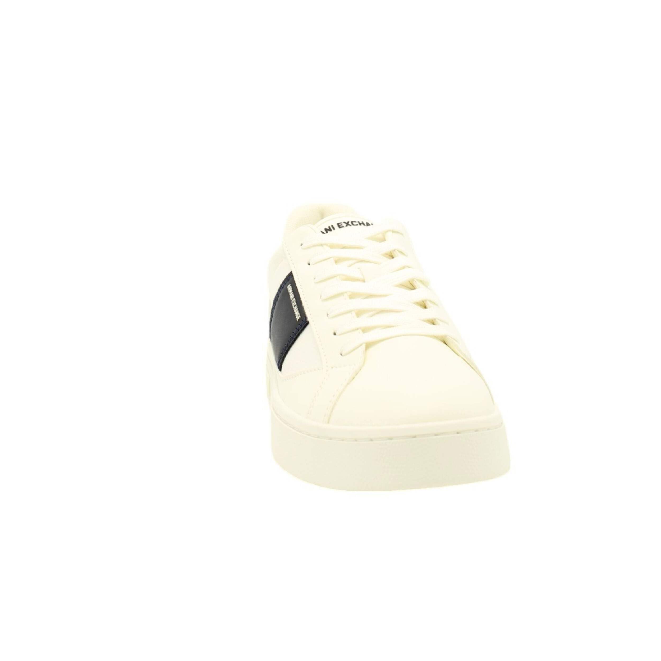 Armani Exchange Mens London Sneaker, Off White Deep Navy, 9.5 UK