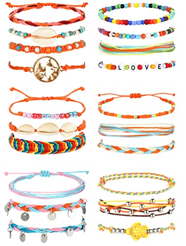 Kakonia 20PCS VSCO Pulseras Surfer Wave Pulseras Ajustable Cuentas Pulsera Hecha A Mano Amistad Pulsera Cadena Verano Playa Boho Pulseras Tobilleras para Mujer Cover